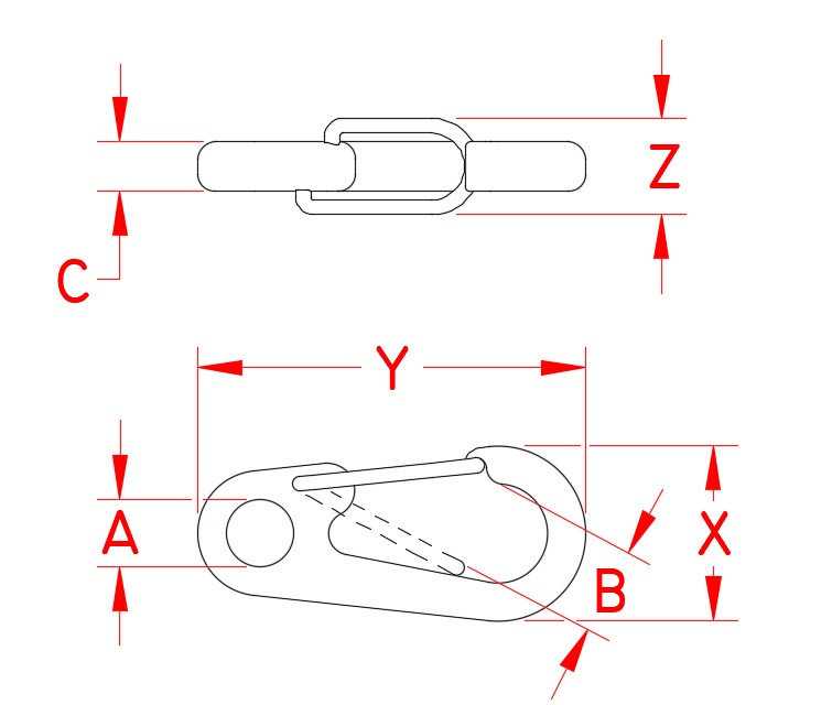 Stainless Steel Mini Clip, S0185-0035, Line Drawing